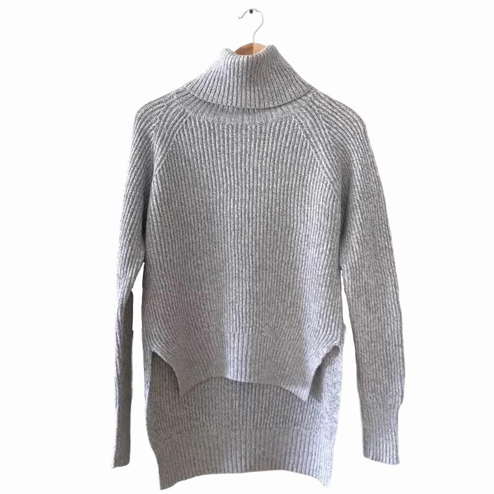 Aritzia Wilfred Free Lin Sweater 100% Merino Wool Grey Turtleneck Size XS